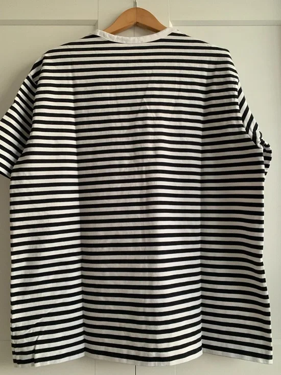 COS 100% cotton Black & White Striped relaxed fit Men’s T-Shirt size XL - Picture 2 of 6